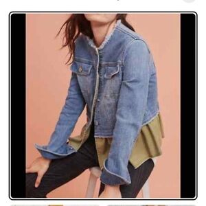Anthropology Pilcro & Letterpress Ruffle Denim Jean Jacket sz S